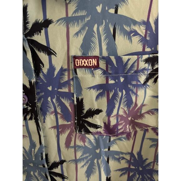DIXXON Top Women's Medium Blue Palm Tree Palisades Button Down D Lite Beach - Picture 4 of 7